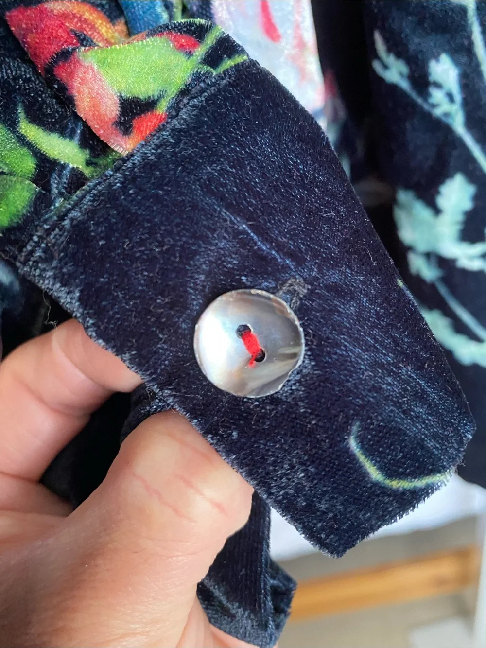 Soft Surroundings Navy Velvet Floral Shirt - Picture 10 of 11